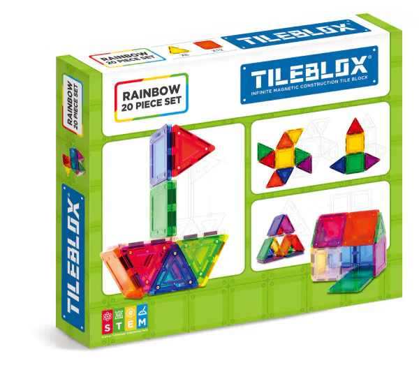 Tileblox Rainbow Magnetisk Byggesett – 20 stk