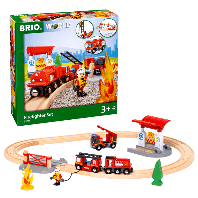 Hovedbilde BRIO® World togbanesett med brannstasjon og ...